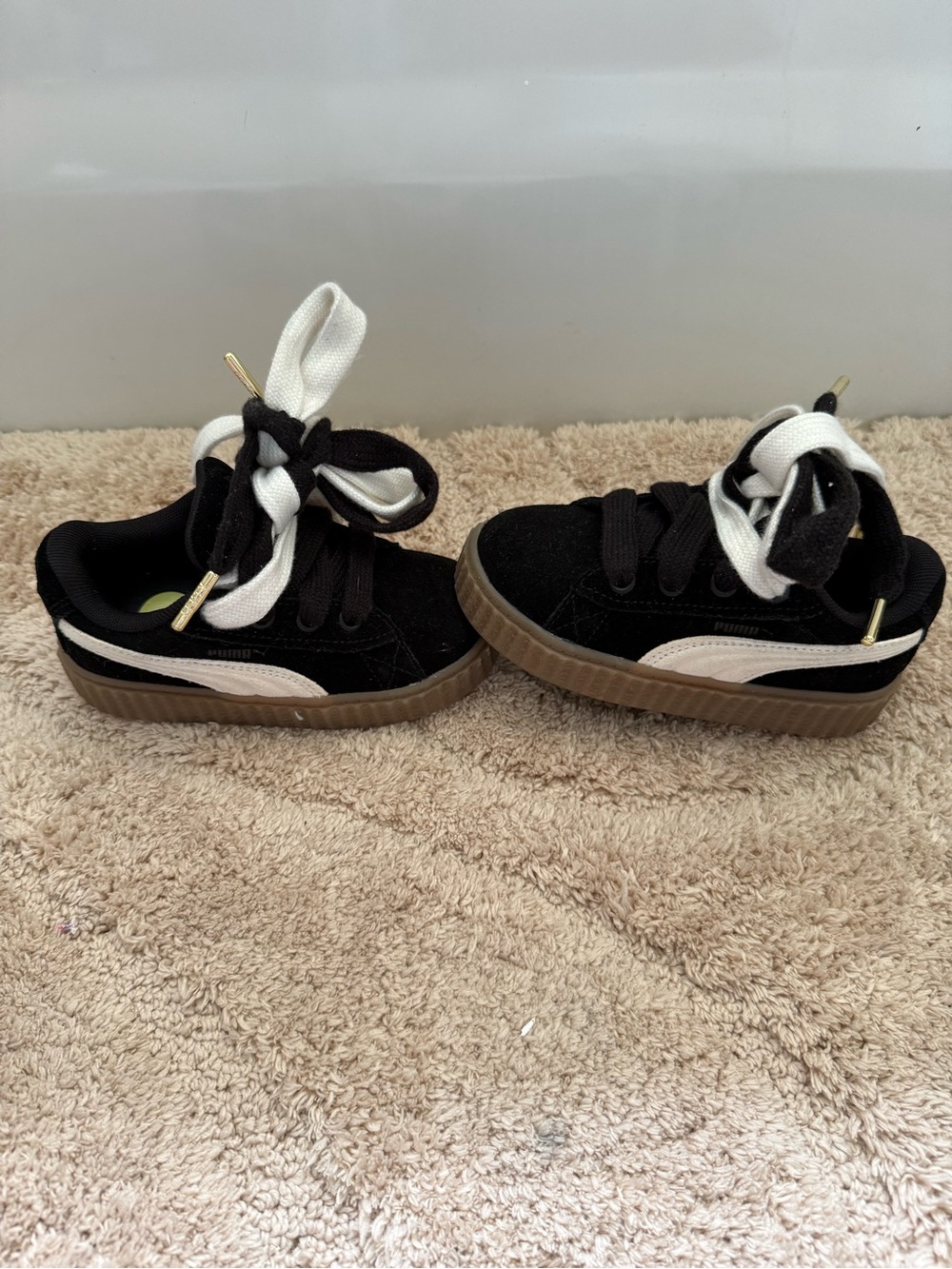 Puma Kids Black and White Sneakers - Size 9